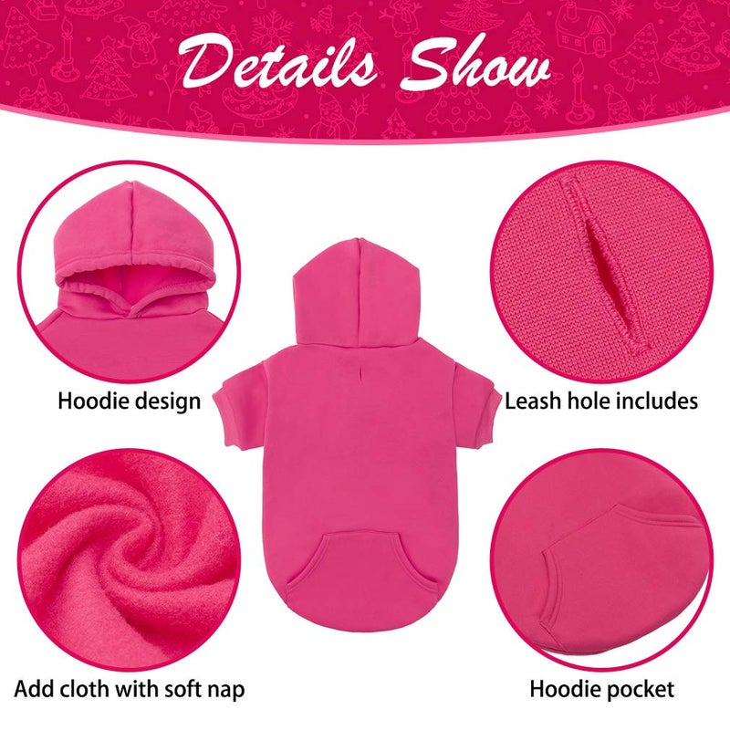 KOOLTAIL Basic Dog Hoodie - Soft & Warm Dog Hoodie Sweater with Leash Hole and Pocket, Dog Winter Coat, Cold Weather Clothes Sweatshirt for Small Medium Large Dogs Puppy Cat Boys Girls Deep Pink M - Image 3